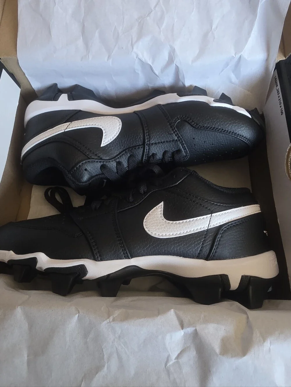 Nike Black and White Jordan 1 Low Youth Cleat
